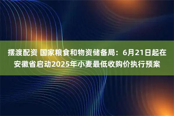 摆渡配资 国家粮食和物资储备局：6月21日起在安徽省启动2025年小麦最低收购价执行预案